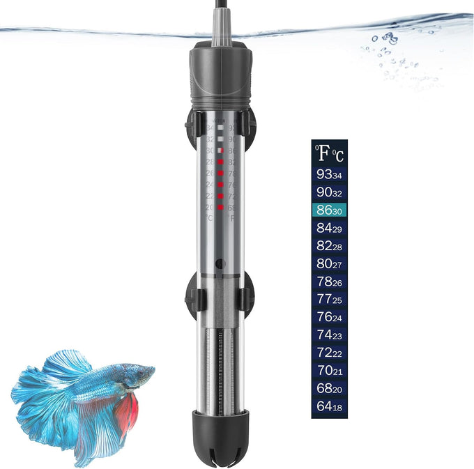 Hitop 50w submersible aquarium heater for 8-16 gal fish tanks with adjustable thermostat