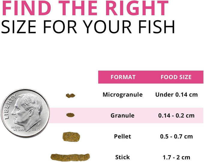 Fluval Bug Bites slow sinking granules for medium to large tropical fish, 4.4 oz, salmon and black soldier fly larvae