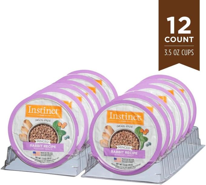 Instinct Original Minced Natural Wet Cat Food, Grain Free Rabbit, 3.5 oz Cups, Pack of 12, Made in USA