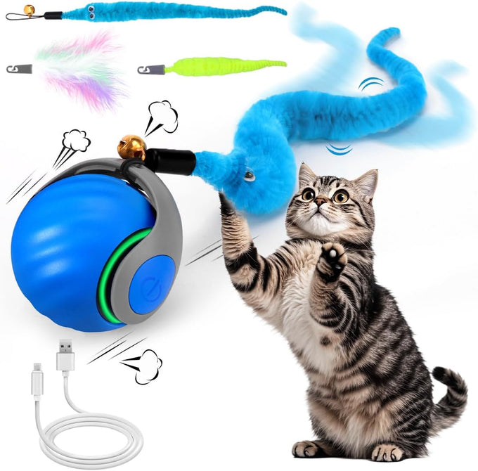 speedy interactive cat toy ball with feather tails automatic rolling indoor cat stimulation gift