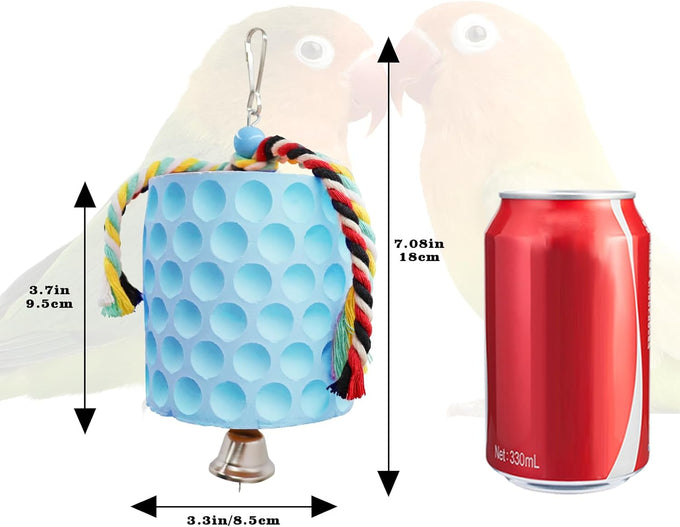 African Grey, Amazon Parrot, and Cockatiel beak grinder toy with bells for cage