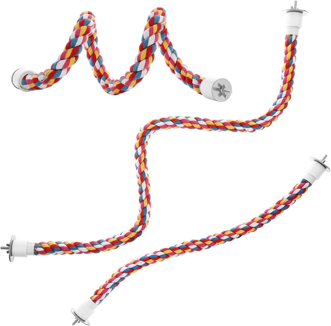 36-inch bird rope perch for parrots and large birds, multi-colored cotton rope, 1 pack