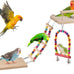dbness 5in1 wooden bird perch toys for parakeet parrot cage accessories with climbing ladder swing and perches