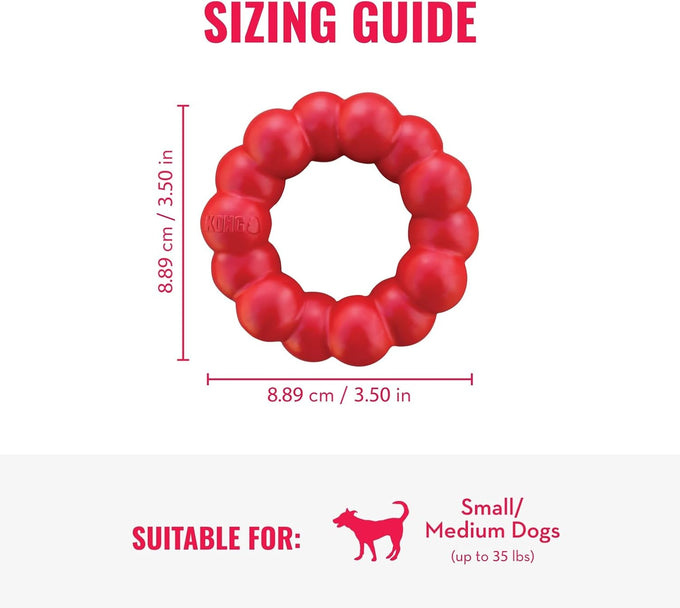 Kong natural rubber ring toy for small to medium dogs supports dental health and playtime