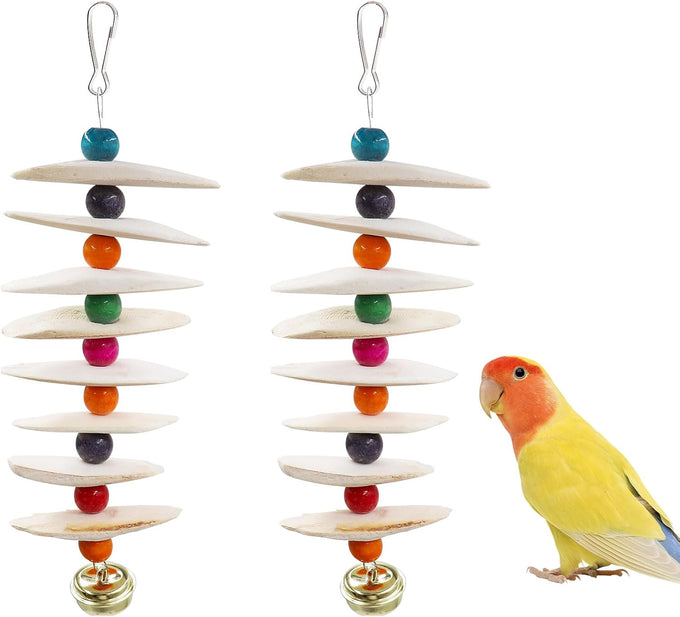 2-pack parakeet bird toys with cuttlebone, bird beak grinding stone, and cage accessories for small birds