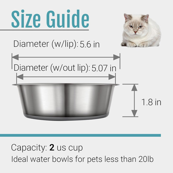 pegyy11 nonslip stainless steel dog and cat bowls, 2 us cups, 2 count, dishwasher safe