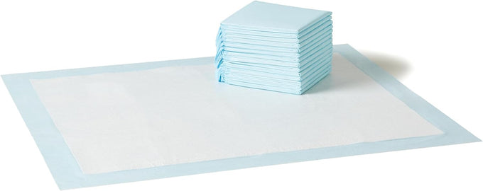 Amazon Basics Blue & White 22x22" Regular Size 50-Count Leak-Proof Dog Training Pads with Quick-Dry 5-Layer Surface