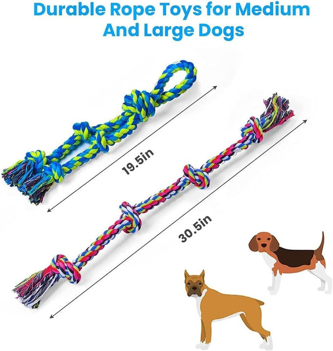 Feeko heavy duty dog rope toys 2 pack for large breed aggressive chewers, indestructible teeth cleaning tug of war toy