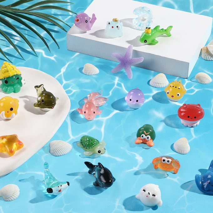 diydec 36pcs ocean resin animals tiny sea animals figurines aquarium ornaments