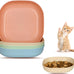 6 inch Wide Shallow Cat Bowls, 4Pcs, Food-Grade PP for Small Cats and Dogs, Whisker Fatigue Relief, Easy to Clean, Multicolor