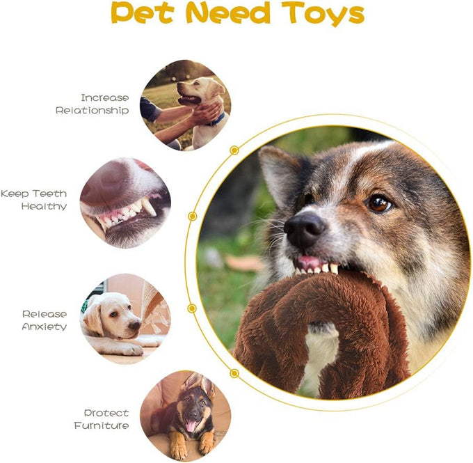 Non-toxic plush dog squeak toys, no stuffing, 5-pack woodland animals for small to large breeds