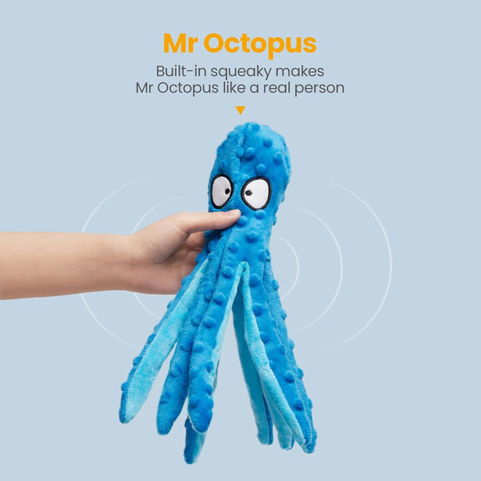 hgb large dog toys octopus no stuffing crinkle plush 2 pack for puppies and large breeds