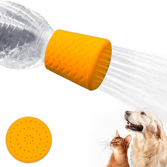 Portable orange outdoor shower attachment for most plastic water bottles