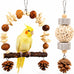 2 Pack Natural Bird Toys Set Arch Wood Swing Sola Ball, Cage Accessories for Cockatiel Conure Parakeets