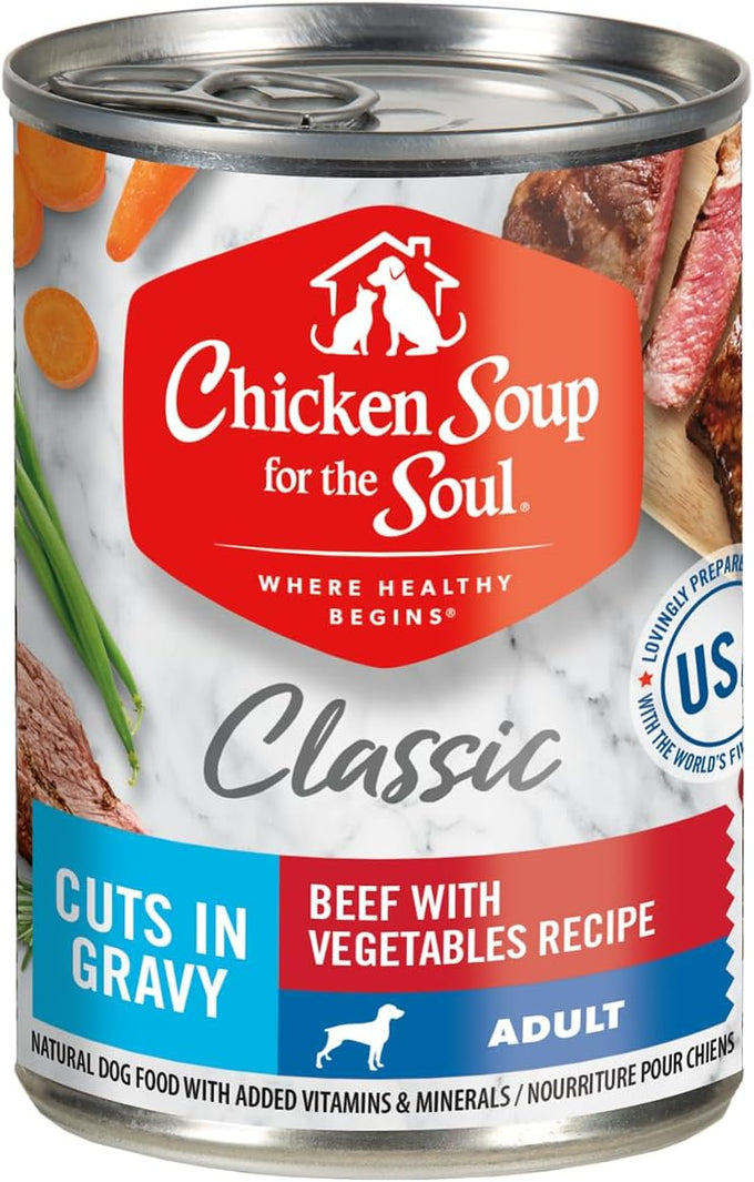 Chicken Soup for The Soul All Natural Premium Adult Wet Dog Food, Real Meat First Ingredient, No by-Products, Artificial Colors, Flavors or Preservatives, Salmon & Whitefish Pate, 13oz (Pack of 12)