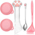 5-piece pet food supply set for dogs and cats with can opener and spoons in pink