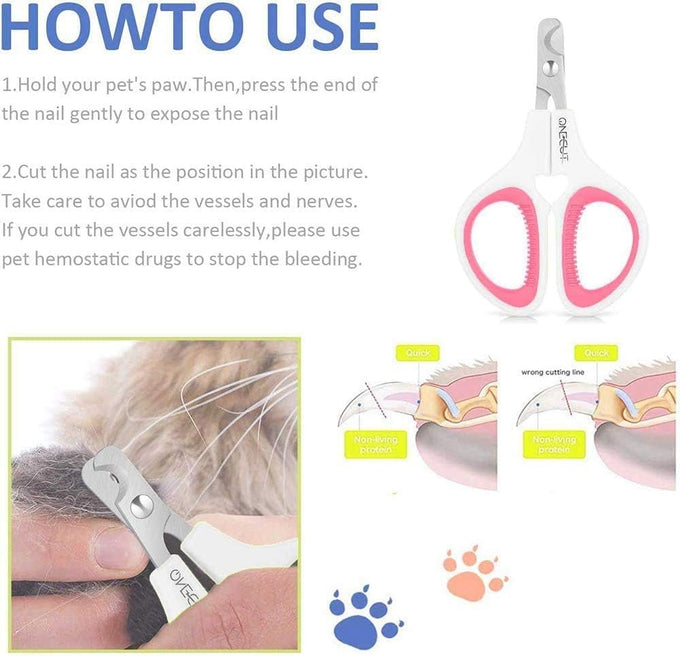 Pet Nail Clippers for Cats, Kittens, Small Dogs and Rabbits, Stainless Steel, Pink, Easy to Use