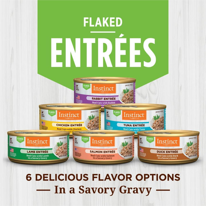 Instinct Flaked Entrée Wet Canned Cat Food Duck 5.5 Ounce Pack of 12 Grain Free High Protein