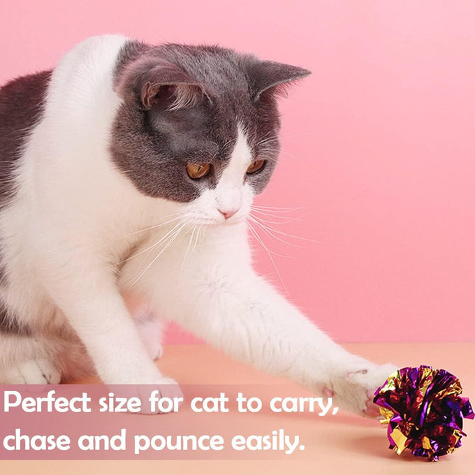 pet show 20 pcs cat crinkle toy ball 2.5inch mylar cat pounce chase toys colorful paper