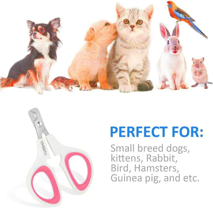 Pet Nail Clippers for Cats, Kittens, Small Dogs and Rabbits, Stainless Steel, Pink, Easy to Use