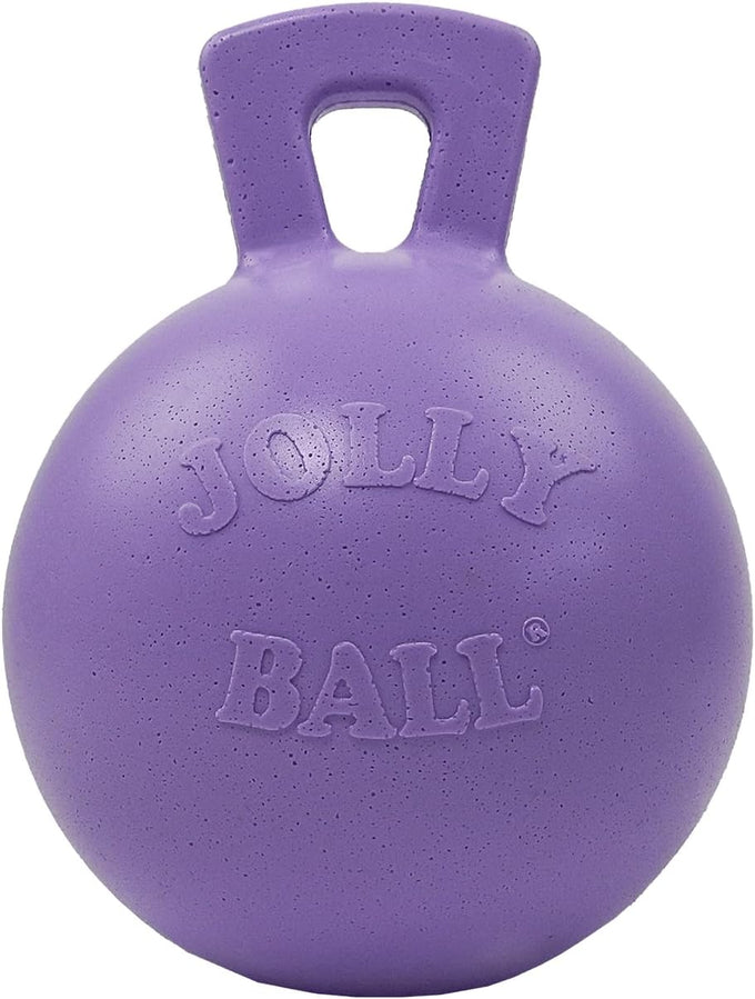 Jolly Pets Tug-n-Toss heavy duty dog toy ball with handle, 8 inches, large size, blueberry color