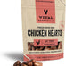 Vital Essentials single-ingredient freeze-dried raw chicken hearts cat treats, premium quality, grain free, 0.8 oz bag