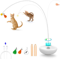 oxawo interactive cat toys rechargeable spin butterfly game teasing kitty extra long feather wand p33