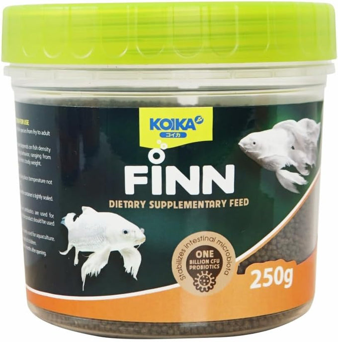 KOIKA FINN Probiotic Fish Food Pellets, 43% protein, Bacillus Probiotics, for ornamental fish, 0.4mm pellets