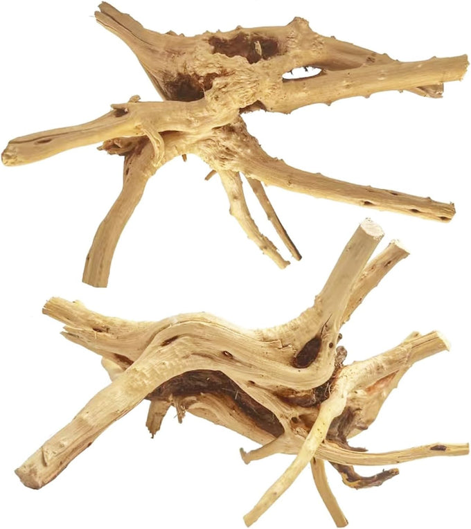Jorewood natural aquarium driftwood 3-piece set for fish tanks and reptile terrariums, low tannin, 7-11 inch, easy to sink