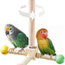 Bird Stand Perch Toy, Wooden Exercise Wheel for Parakeet, Cockatiel, and Budgie Birds, Natural Wood and Hemp Ropes