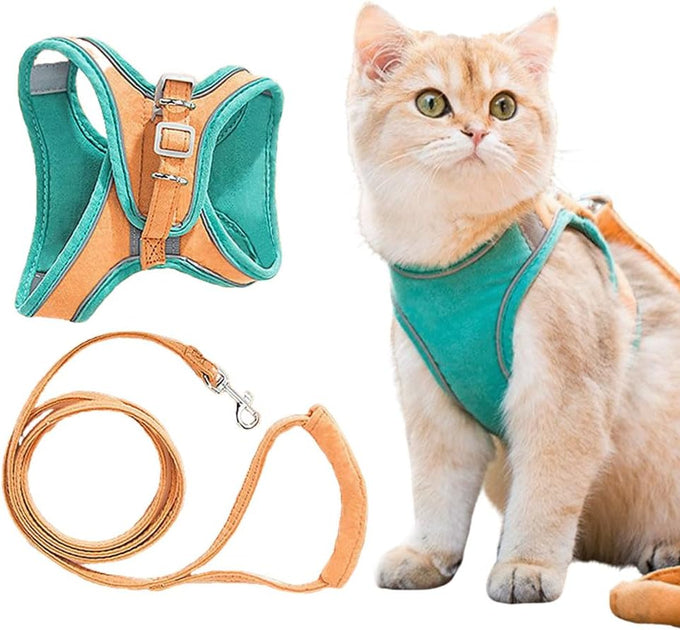Pink Cat Harness and Leash for Small to Medium Adult Cats with Reflective Strip, Escape Proof and Soft Breathable Vest