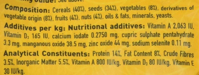 Hari Hagen Tropimix Enrichment Food for Cockatiels and Lovebirds, 2 lb, Parrot Food with Seeds Fruits Nuts