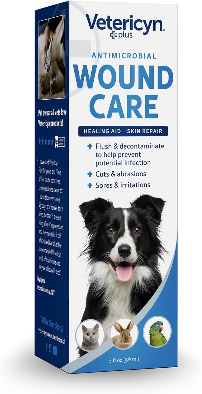Vetericyn Plus 3-ounce Dog Wound Care Spray, Healing Aid and Skin Repair for Animals, pH-balanced and Non-toxic