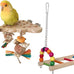 Parrot wooden toys with natural corn sticks and pine cones, fun bird cage accessories for parakeets and similar birds