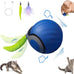 2packs speedy 2.0 tail cat toys for bored indoor adult cats with automatic moving ball and feather pendant, blue and orange, pp materials