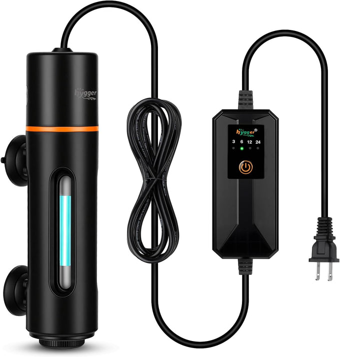 hygger 11w aquarium u-v light with timer for green water & algae, suitable for 60-180 gal freshwater & saltwater fish tanks