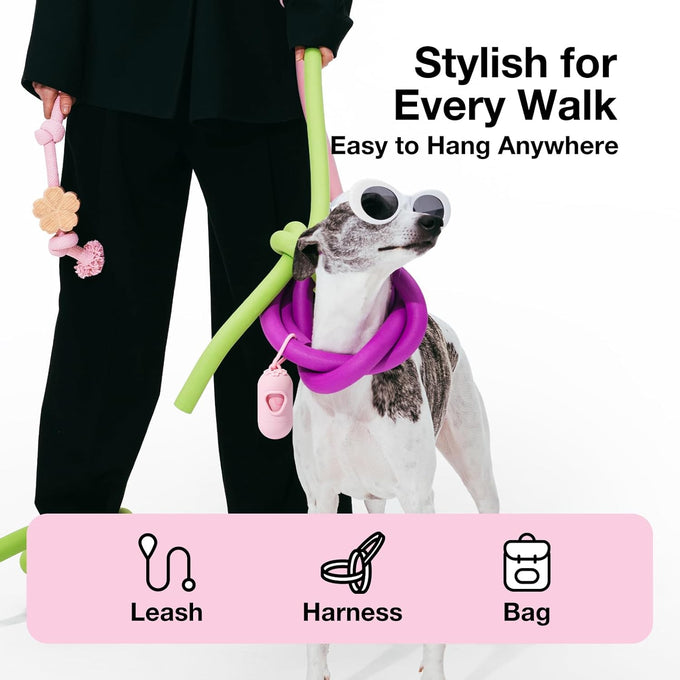 Vetreska pink cherry blossom scented dog poop bag dispenser with 105 leak proof pet waste bags for cats