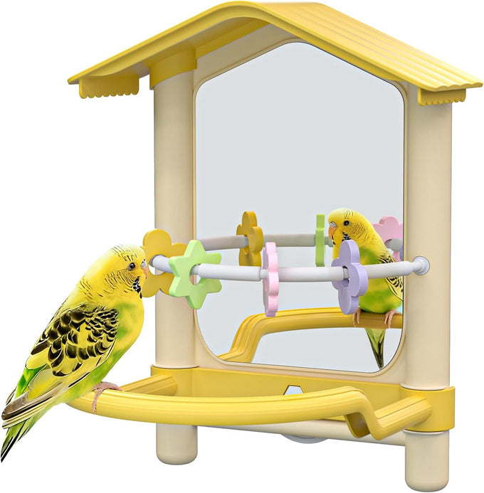 8.1-inch-yellow-pet-bird-mirror-perch-stand-parakeet-toys