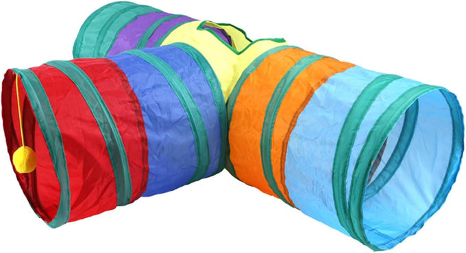 32Pcs Cat Toys Kitten Interactive Pet Toys Assortments, Foldable Rainbow Tunnel, Teaser Wand Fluffy Mouse Crinkle Balls Bell Play for Kitty Cats