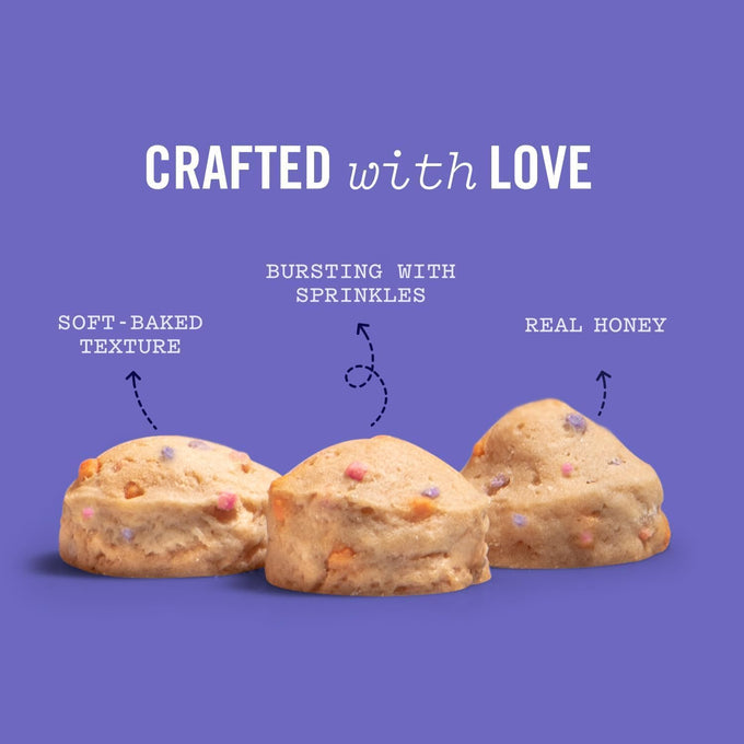 Three Dog Bakery Ultimate Celebration Cake Bites, Soft-Baked Dog Treats with Real Ingredients, 12 oz, Vanilla and Honey Flavor, Drool-Worthy Aroma, Birthday Cake for Dogs