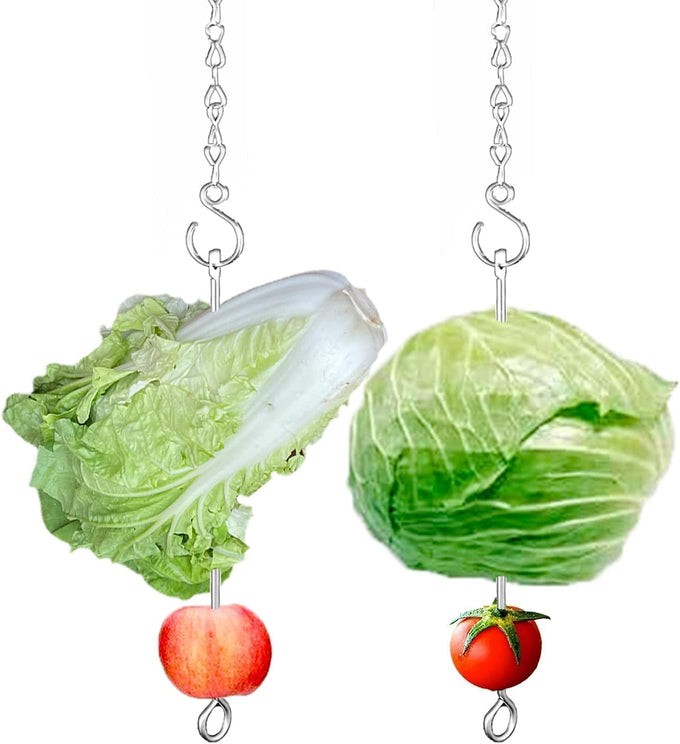 304 Stainless Steel Chicken Vegetable Hanging Feeder Toy for Hens Pet Chicken Veggies Skewer Fruit Holder