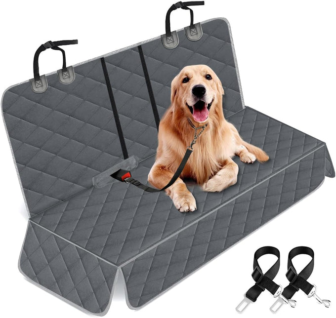 Yuntec black dog car seat cover for back seat protector fits most cars trucks SUVs with non-slip 600D oxford fabric