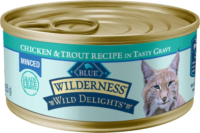 Blue Buffalo Wilderness Wild Delights Minced Wet Cat Food, 24 cans, 5.5-oz, Grain-Free, High-Protein