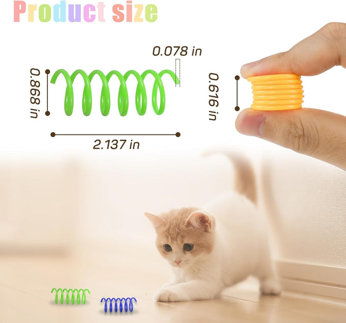 Andiker 12-piece sturdy and heavy plastic interactive cat spiral spring toys for kittens in 4 bright colors