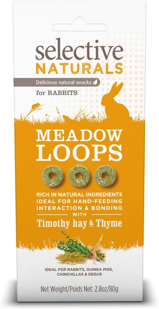 Supreme Petfoods Selective Naturals Meadow Loops high-fiber Timothy Hay Rabbit Food 2.8oz pack of four