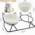  Raised Ceramic Cat Bowl Set with 15° Tilt, Double Ceramic Bowls, Easy Clean for Indoor Cats