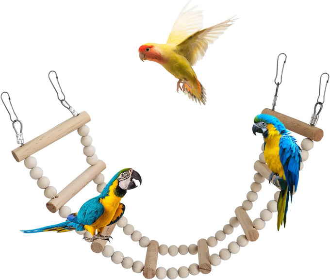 wooden bird hamster climbing swing toys cage accessories parrots hamsters parakeets cockatiels 20 steps