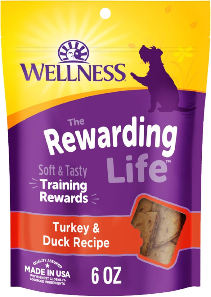 Wellness Rewarding Life Soft Dog Training Treats, Grain Free, Natural, Beef and Turkey Recipe, 6 oz Bag for Dogs