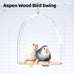 9" Wooden Bird Perch Toy for Cage, 360° Silent Free-Spin, Natural Material, Reduces Boredom Anxiety, for Small to Medium Birds, with Poplar Swing