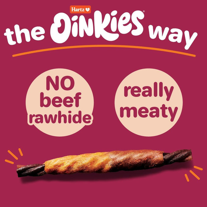 Hartz Oinkies tender ribs with real chicken and duck, peanut butter flavored dog treats, 22 count, rawhide-free, highly digestible
